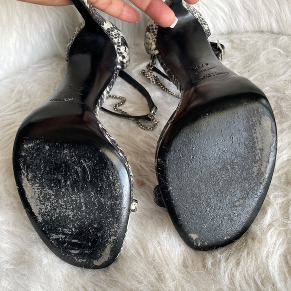 SAINT LAURENT SNAKESKIN T STRAP CHAIN SANDALS - Picture 5 of 10